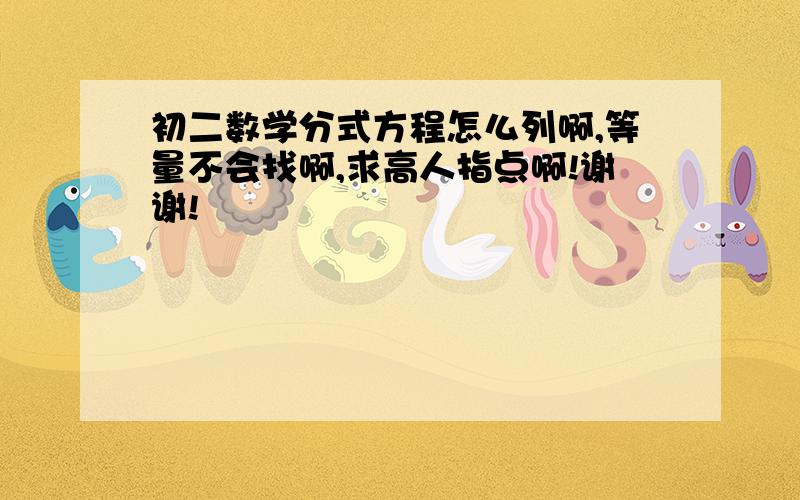 初二数学分式方程怎么列啊,等量不会找啊,求高人指点啊!谢谢!