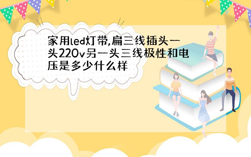 家用led灯带,扁三线插头一头220v另一头三线极性和电压是多少什么样