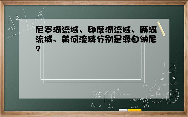 尼罗河流域、印度河流域、两河流域、黄河流域分别是源自纳尼?❤