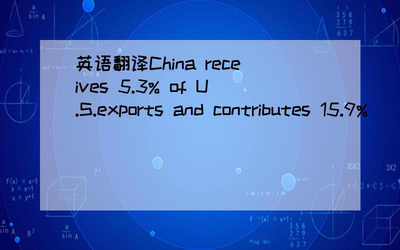 英语翻译China receives 5.3% of U.S.exports and contributes 15.9%