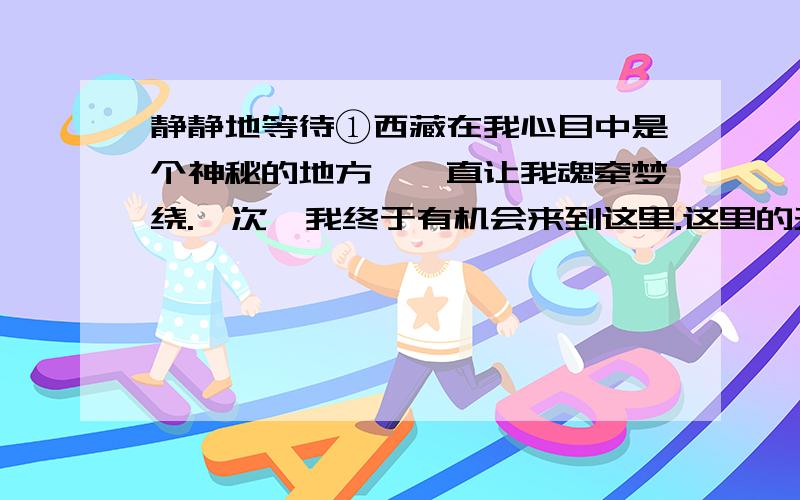 静静地等待①西藏在我心目中是个神秘的地方,一直让我魂牵梦绕.一次,我终于有机会来到这里.这里的天湛蓝湛蓝,洁净如洗,脚下