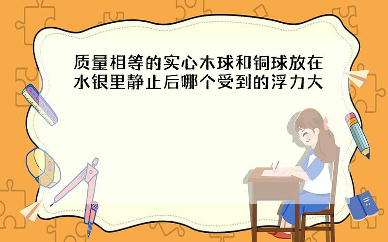 质量相等的实心木球和铜球放在水银里静止后哪个受到的浮力大