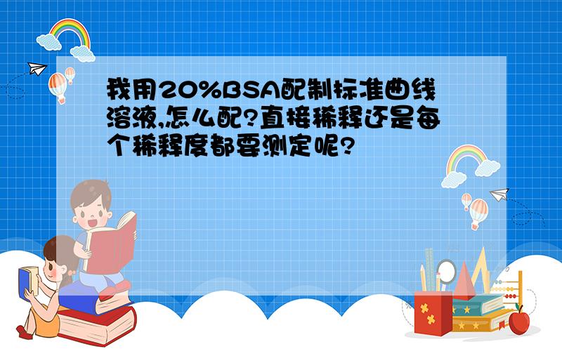 我用20%BSA配制标准曲线溶液,怎么配?直接稀释还是每个稀释度都要测定呢?