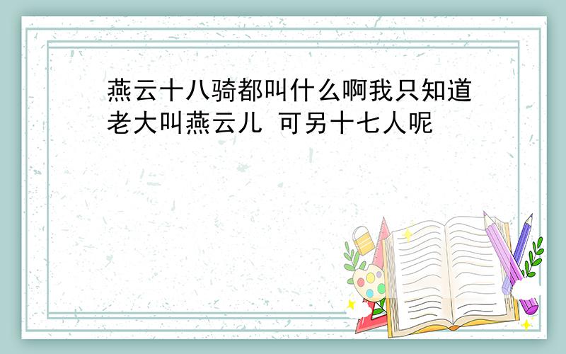 燕云十八骑都叫什么啊我只知道老大叫燕云儿 可另十七人呢