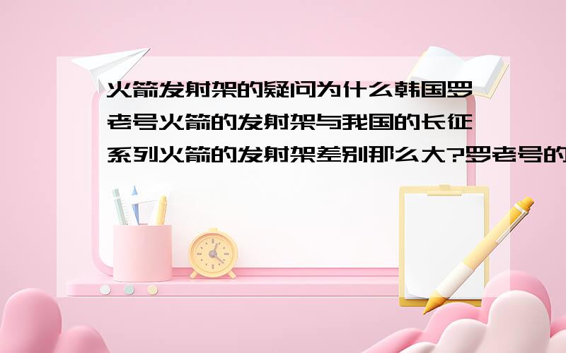 火箭发射架的疑问为什么韩国罗老号火箭的发射架与我国的长征系列火箭的发射架差别那么大?罗老号的发射架看似非常简单,而长征系