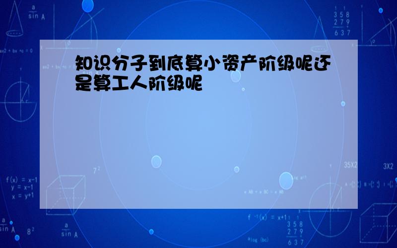 知识分子到底算小资产阶级呢还是算工人阶级呢