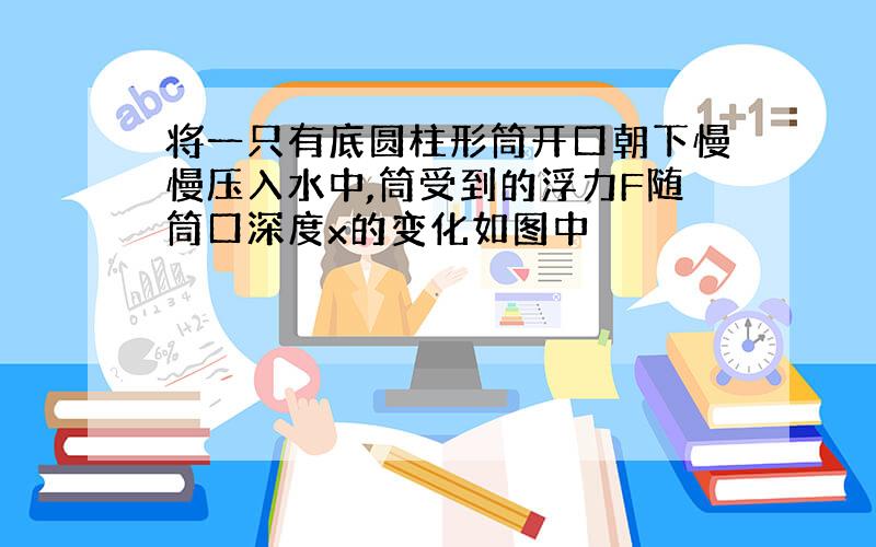 将一只有底圆柱形筒开口朝下慢慢压入水中,筒受到的浮力F随筒口深度x的变化如图中