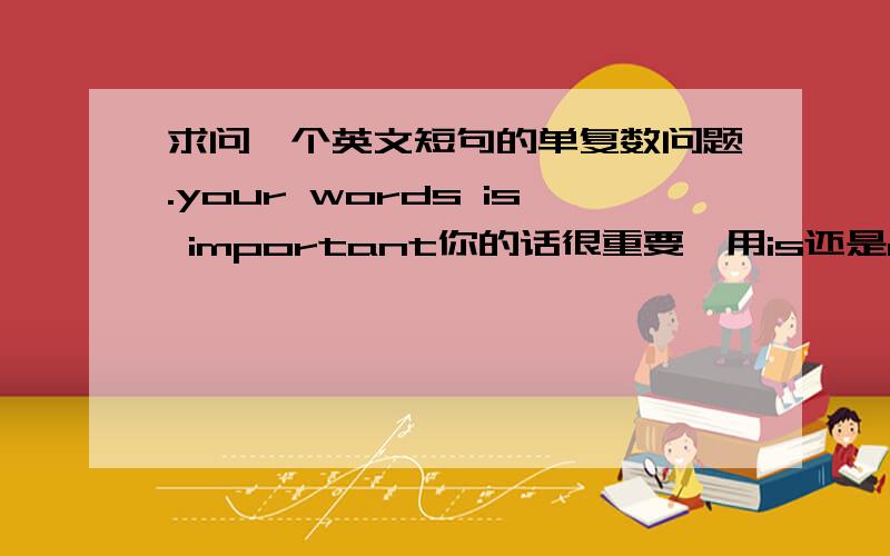 求问一个英文短句的单复数问题.your words is important你的话很重要,用is还是are?