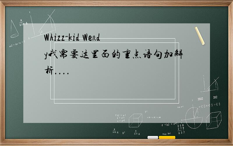 Whizz-kid Wendy我需要这里面的重点语句加解析....