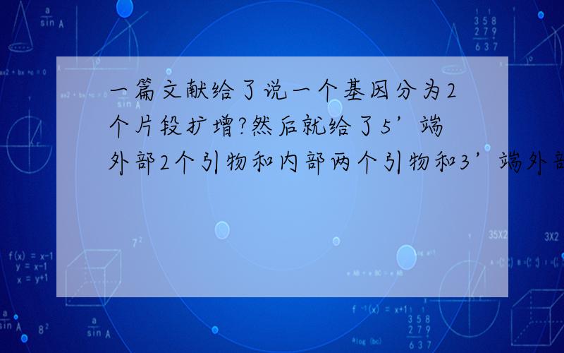 一篇文献给了说一个基因分为2个片段扩增?然后就给了5’端外部2个引物和内部两个引物和3’端外部2个引物和内部两个引物?到