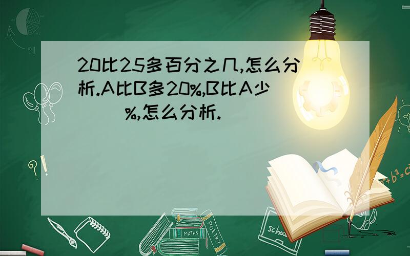 20比25多百分之几,怎么分析.A比B多20%,B比A少（ ）%,怎么分析.