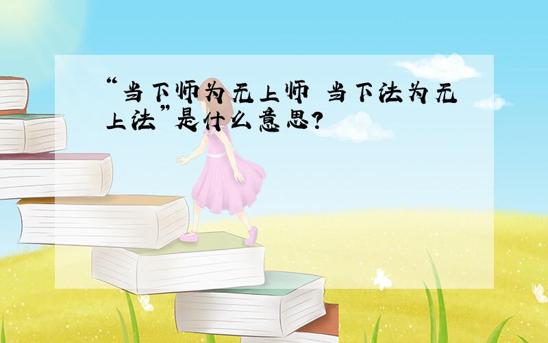 “当下师为无上师 当下法为无上法”是什么意思?