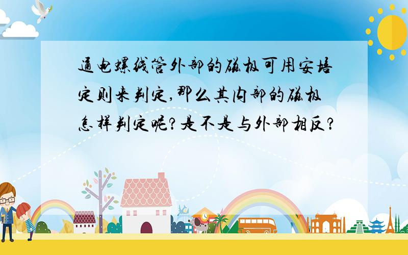 通电螺线管外部的磁极可用安培定则来判定,那么其内部的磁极怎样判定呢?是不是与外部相反?