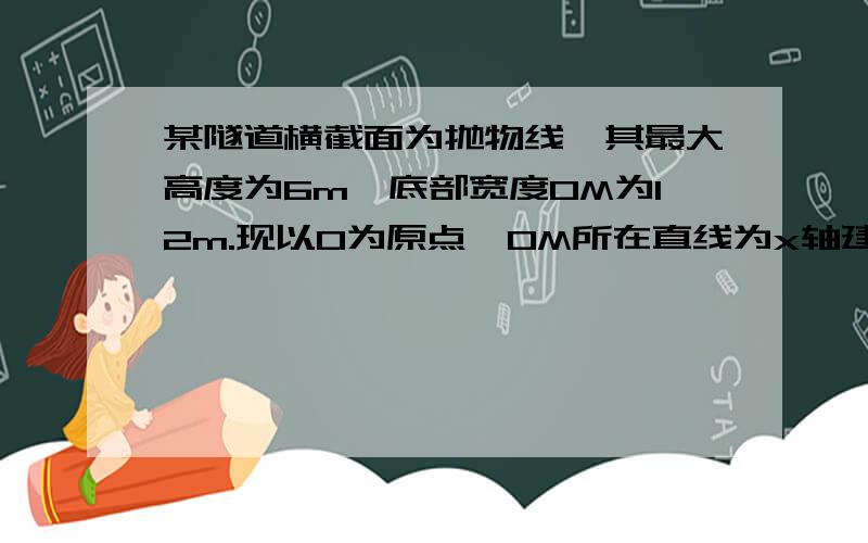 某隧道横截面为抛物线,其最大高度为6m,底部宽度OM为12m.现以O为原点,OM所在直线为x轴建立坐标系.