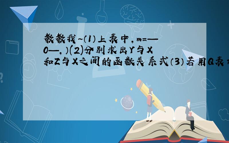 教教我~（1）上表中,m=—0—,）(2)分别求出Y与X和Z与X之间的函数关系式（3）若用Q表示所购标准板材的张数,求Q