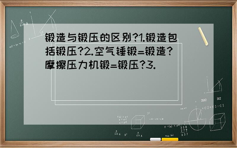 锻造与锻压的区别?1.锻造包括锻压?2.空气锤锻=锻造?摩擦压力机锻=锻压?3.