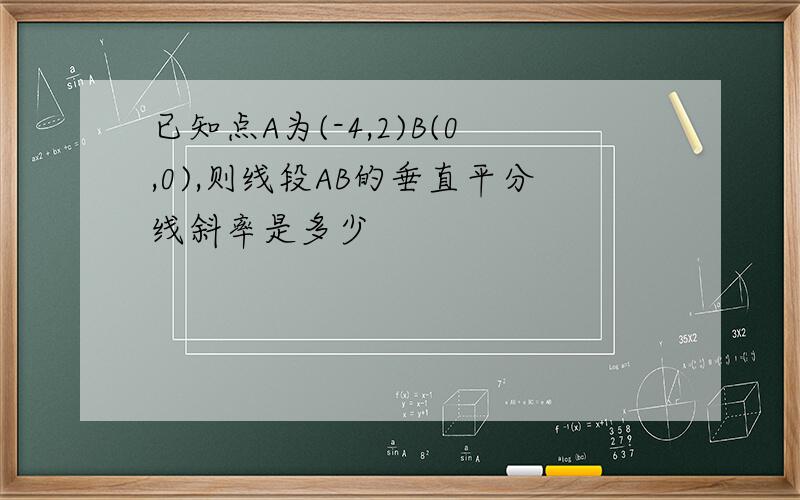 已知点A为(-4,2)B(0,0),则线段AB的垂直平分线斜率是多少