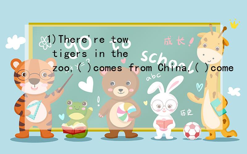 1)There're tow tigers in the zoo,( )comes from China,( )come