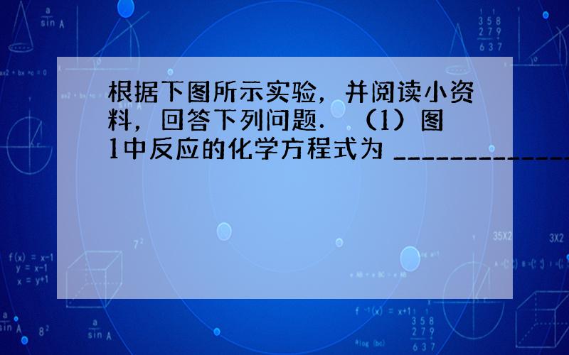 根据下图所示实验，并阅读小资料，回答下列问题． （1）图1中反应的化学方程式为 ____________________