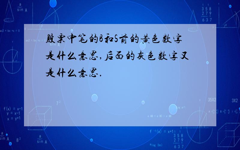 股票中笔的B和S前的黄色数字是什么意思,后面的灰色数字又是什么意思.