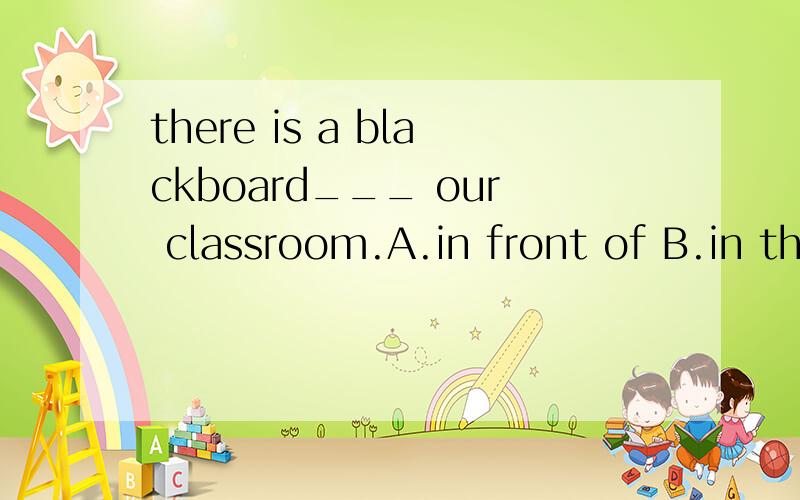 there is a blackboard___ our classroom.A.in front of B.in th