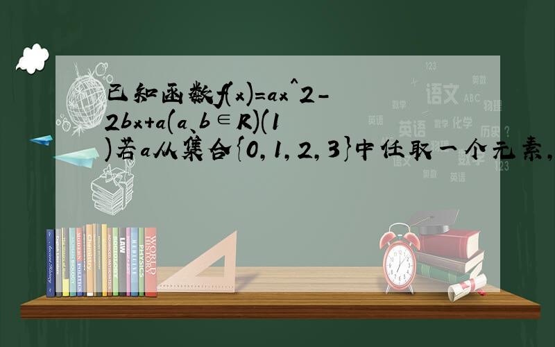 已知函数f(x)=ax^2-2bx+a(a、b∈R)(1)若a从集合{0,1,2,3}中任取一个元素,