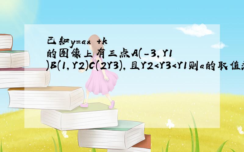 已知y=ax²+k的图像上有三点A(-3,Y1)B(1,Y2)C(2Y3),且Y2＜Y3＜Y1则a的取值范围