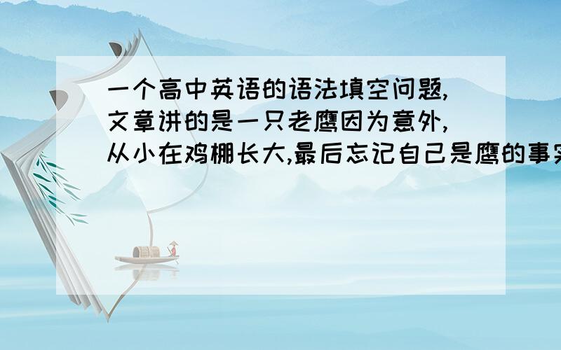 一个高中英语的语法填空问题,文章讲的是一只老鹰因为意外,从小在鸡棚长大,最后忘记自己是鹰的事实,开头一句是“Once u