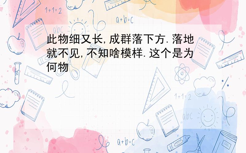 此物细又长,成群落下方.落地就不见,不知啥模样.这个是为何物