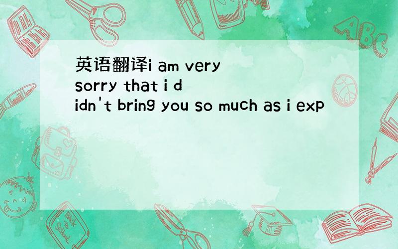 英语翻译i am very sorry that i didn't bring you so much as i exp