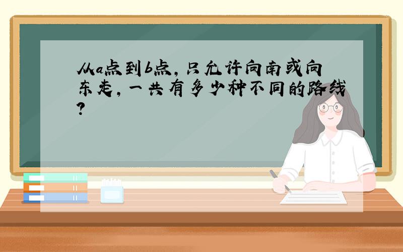 从a点到b点,只允许向南或向东走,一共有多少种不同的路线?