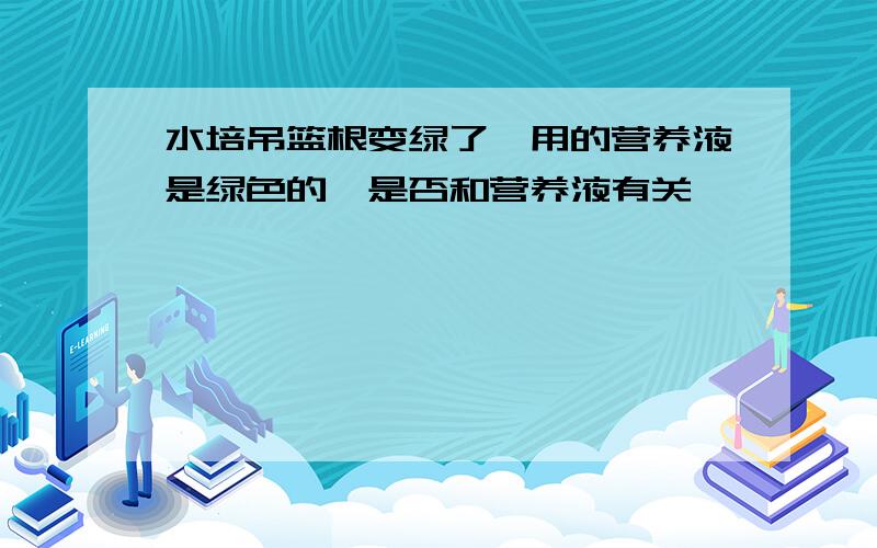 水培吊篮根变绿了,用的营养液是绿色的,是否和营养液有关