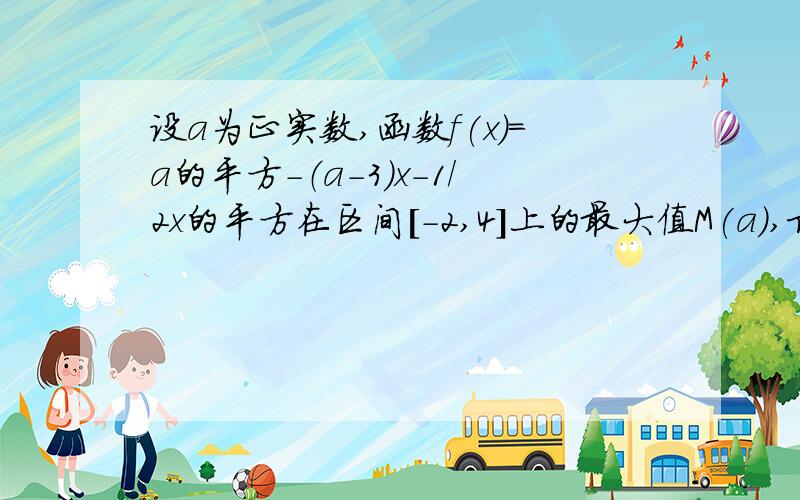 设a为正实数,函数f(x)=a的平方-（a-3)x-1/2x的平方在区间[-2,4]上的最大值M(a),求Ma的解析式和