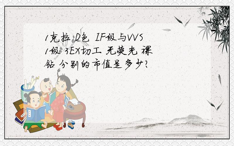 1克拉 D色 IF级与VVS1级 3EX切工 无荧光 裸钻 分别的市值是多少?