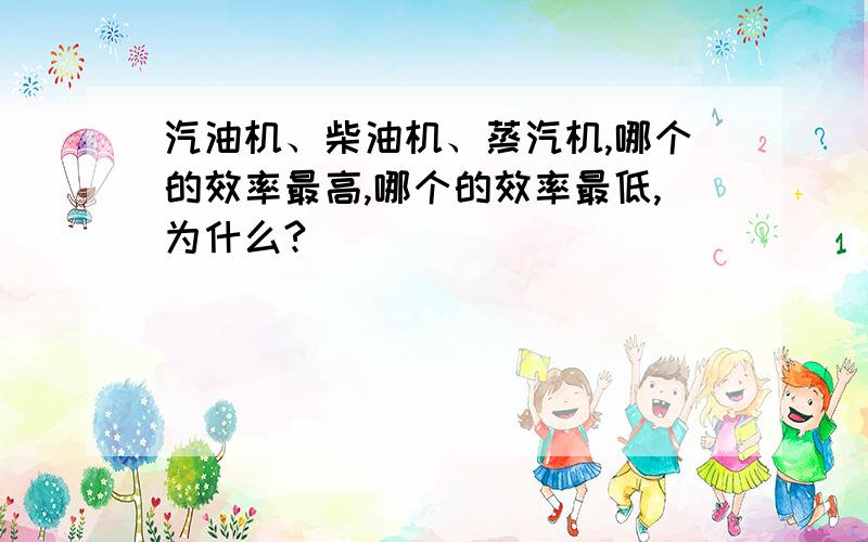 汽油机、柴油机、蒸汽机,哪个的效率最高,哪个的效率最低,为什么?