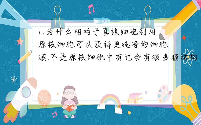 1.为什么相对于真核细胞利用原核细胞可以获得更纯净的细胞膜,不是原核细胞中有也会有很多膜结构（类似于帮助酶附着的膜结构）