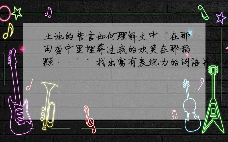 土地的誓言如何理解文中“在那田垄中里埋葬过我的欢笑在那稻颗··’’找出富有表现力的词语并分析.