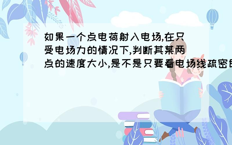 如果一个点电荷射入电场,在只受电场力的情况下,判断其某两点的速度大小,是不是只要看电场线疏密即