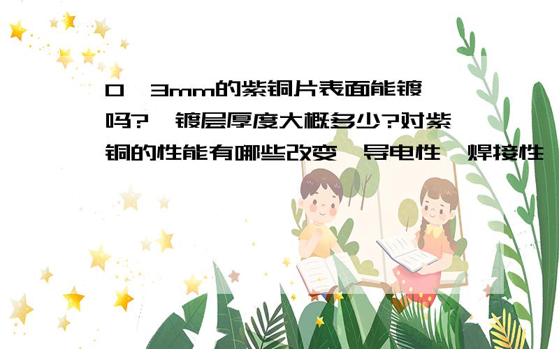 0,3mm的紫铜片表面能镀镍吗?镍镀层厚度大概多少?对紫铜的性能有哪些改变,导电性、焊接性、抗氧化性……