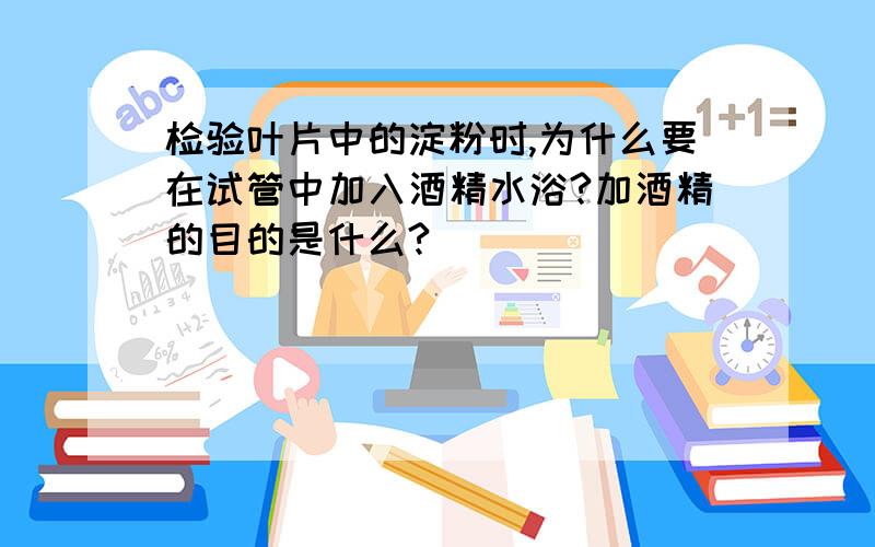 检验叶片中的淀粉时,为什么要在试管中加入酒精水浴?加酒精的目的是什么?