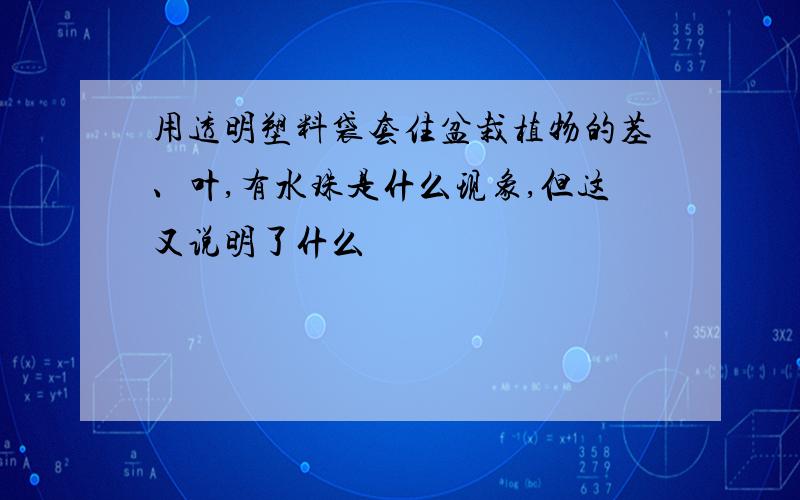 用透明塑料袋套住盆栽植物的茎、叶,有水珠是什么现象,但这又说明了什么