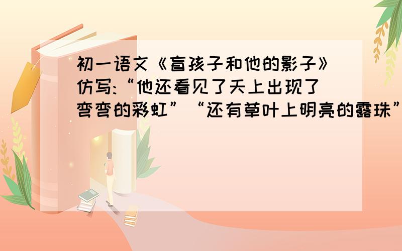 初一语文《盲孩子和他的影子》仿写:“他还看见了天上出现了弯弯的彩虹”“还有草叶上明亮的露珠”.