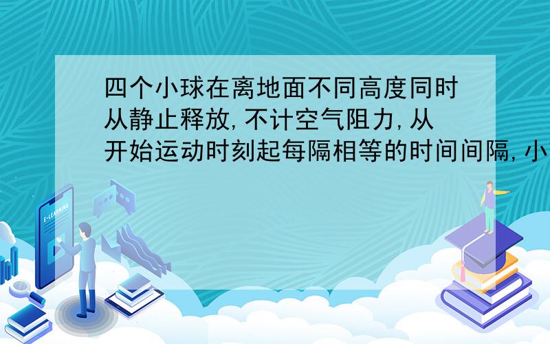 四个小球在离地面不同高度同时从静止释放,不计空气阻力,从开始运动时刻起每隔相等的时间间隔,小球依次碰到地面．下列各图中,