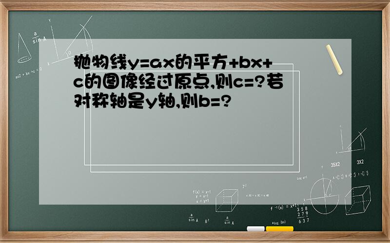 抛物线y=ax的平方+bx+c的图像经过原点,则c=?若对称轴是y轴,则b=?