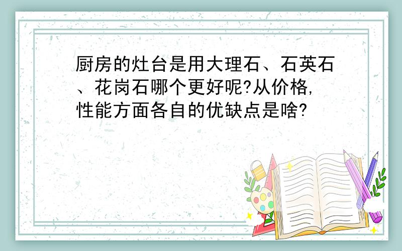 厨房的灶台是用大理石、石英石、花岗石哪个更好呢?从价格,性能方面各自的优缺点是啥?