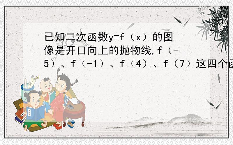 已知二次函数y=f（x）的图像是开口向上的抛物线,f（-5）、f（-1）、f（4）、f（7）这四个函数值中有且只有一个值