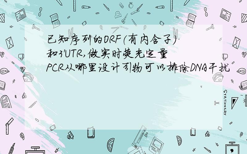 已知序列的ORF（有内含子）和3'UTR,做实时荧光定量PCR从哪里设计引物可以排除DNA干扰