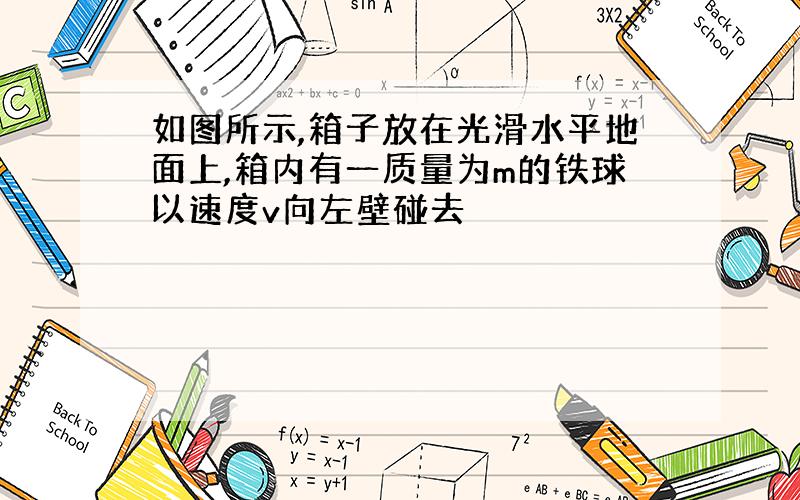 如图所示,箱子放在光滑水平地面上,箱内有一质量为m的铁球以速度v向左壁碰去