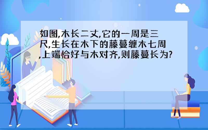 如图,木长二丈,它的一周是三尺,生长在木下的藤蔓缠木七周,上端恰好与木对齐,则藤蔓长为?