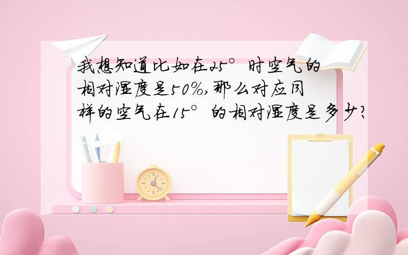 我想知道比如在25°时空气的相对湿度是50%,那么对应同样的空气在15°的相对湿度是多少?